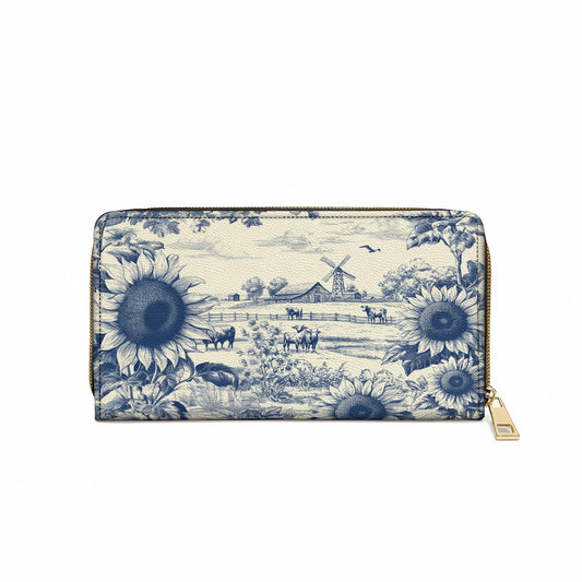Shineful Leather Clutch Purse With Wristlet Strap Handle Sunflower Farm Breeze