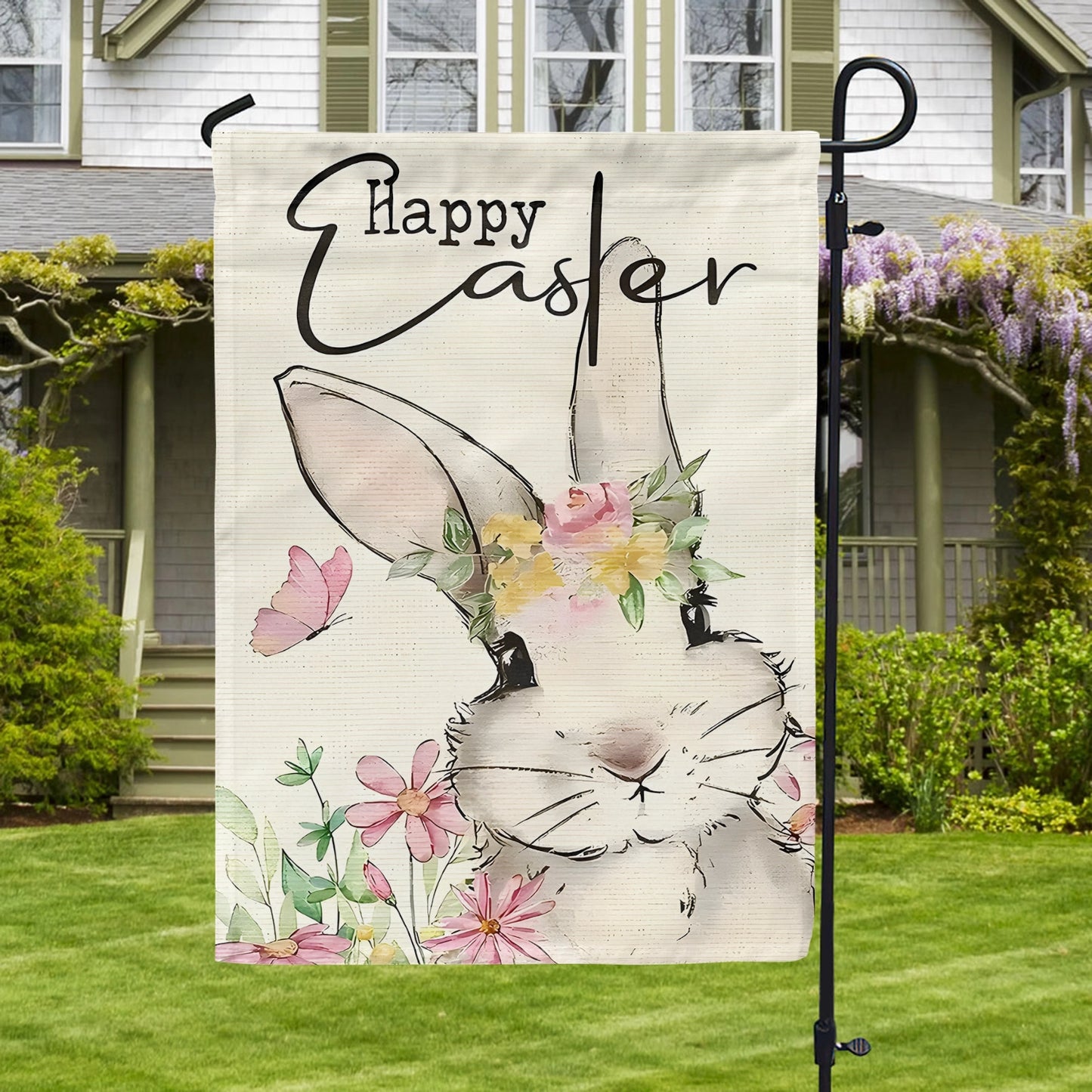 Shineful Garden Flag 12" x 18" Blooming Bunny Delight