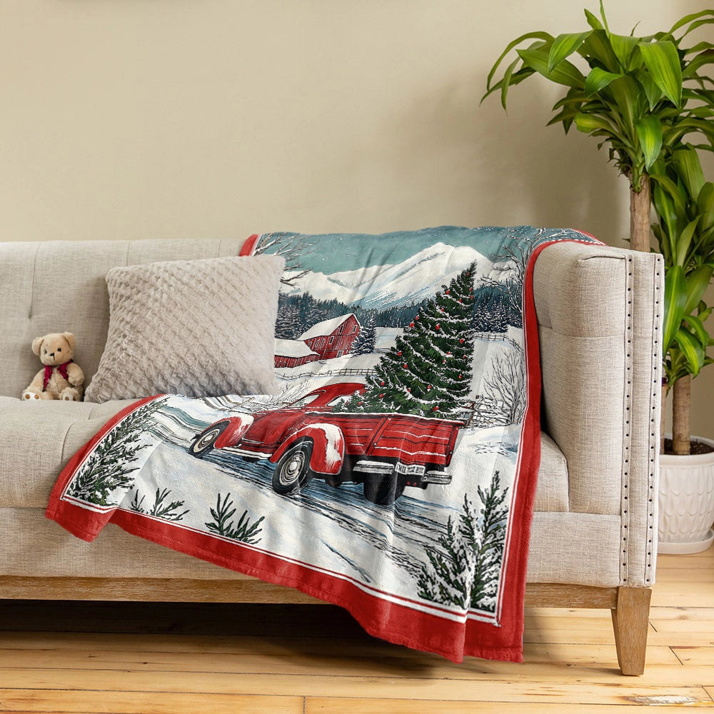 Shineful Fleece Blanket Christmas Farm