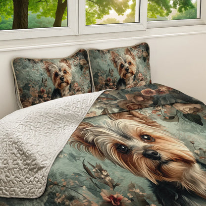 Shineful All Season Quilt 3-Piece Set Yorkie Blossom Luxe