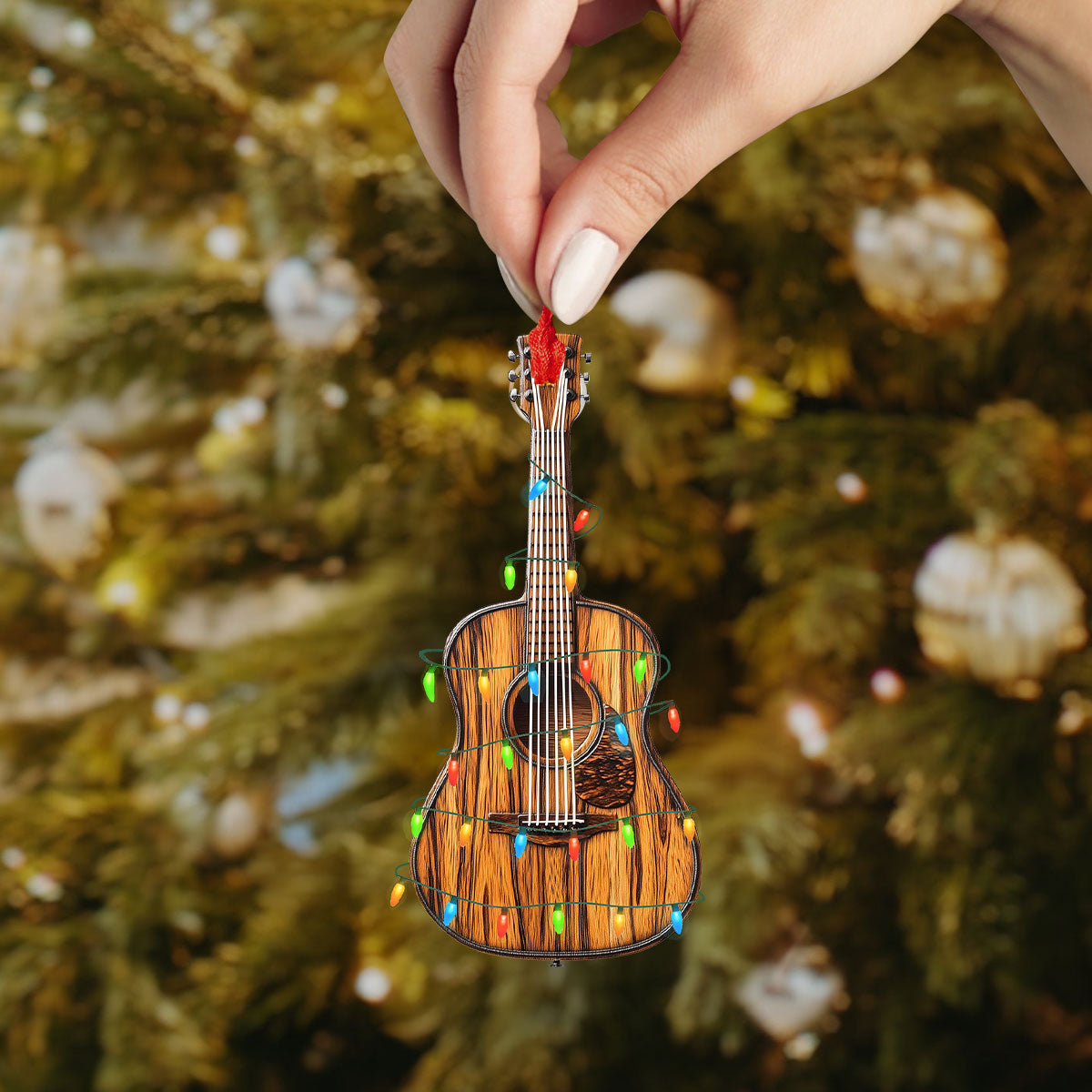 Shineful 2D Acrylic Ornament - Holiday Guitar