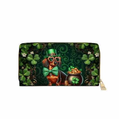 Shineful Leather Clutch Purse With Wristlet Strap Handle Lucky Doxie