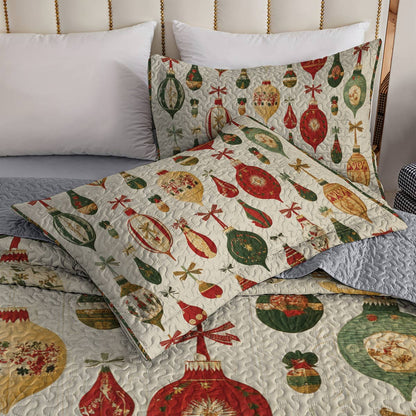 Shineful All Season Quilt 3-Piece Set - Christmas Ornaments