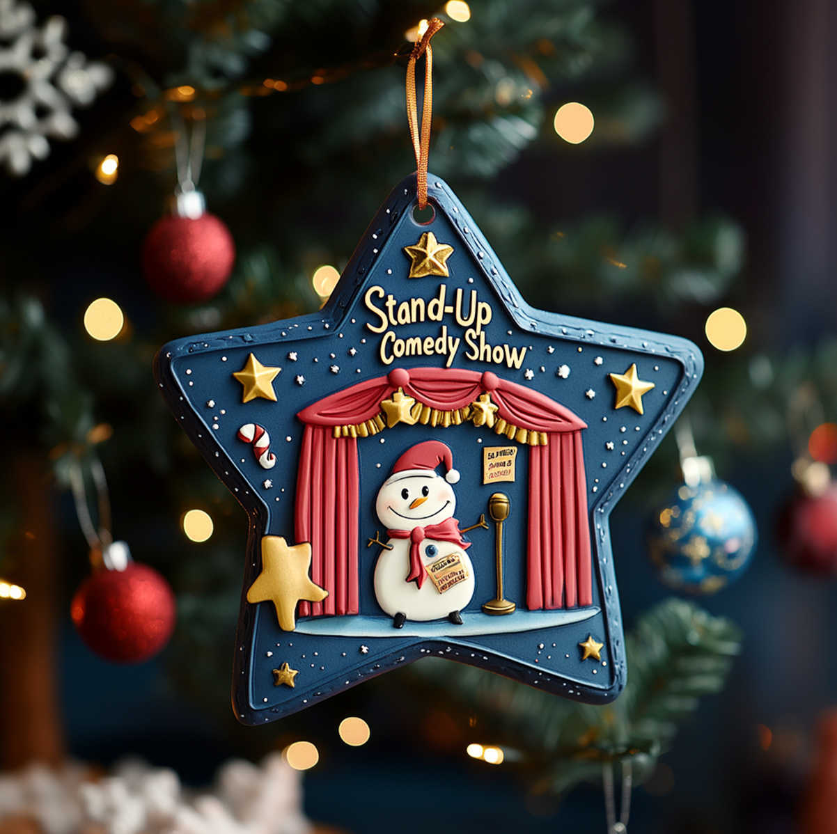 Shineful 2D Acrylic Ornament - Frosty Stand-up Comedy Star