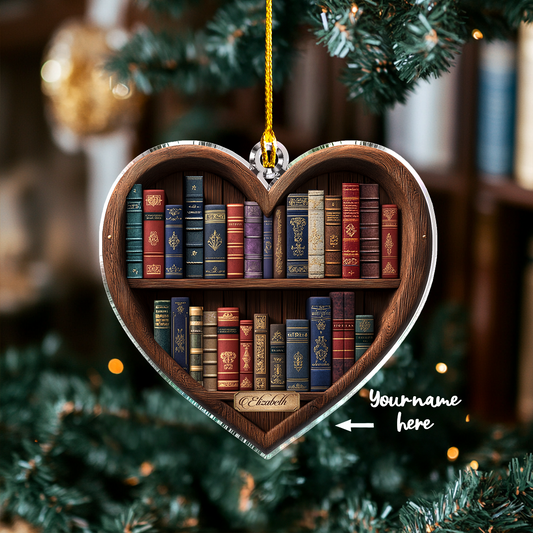 Shineful Personalized 2D Acrylic Ornament Vintage Heart Shaped Bookshelf