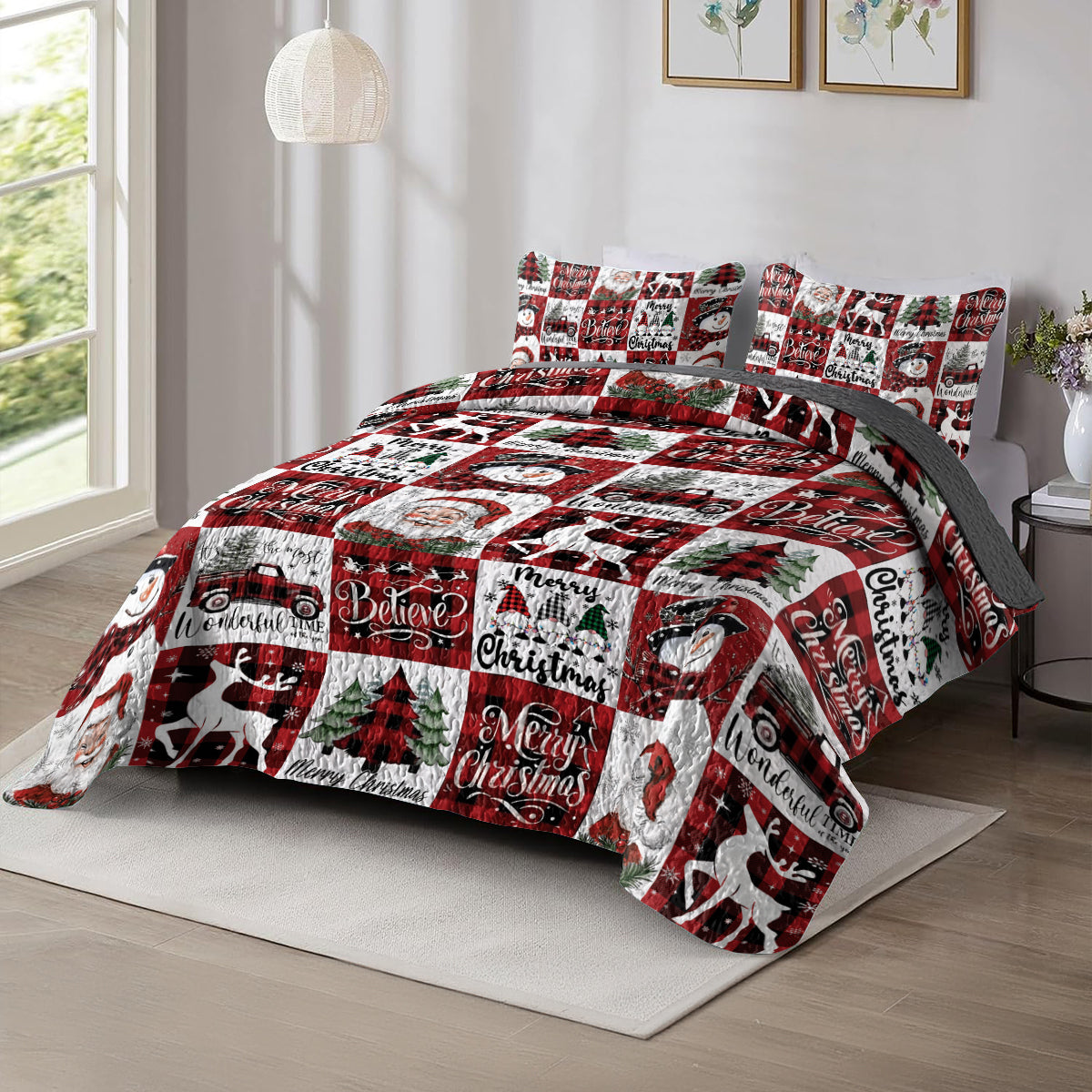 Shineful All Season Quilt 3-Piece Set Christmas Patchwork