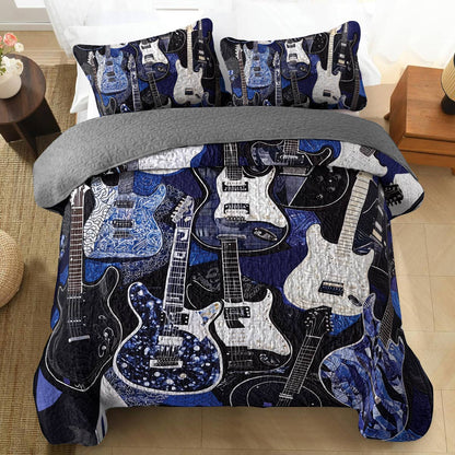 Shineful All Season Quilt 3-Piece Set - Rockin' Blues Guitar