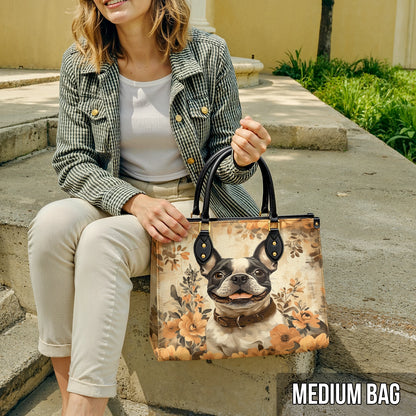 Shineful Leather Bag French Bulldog Floral