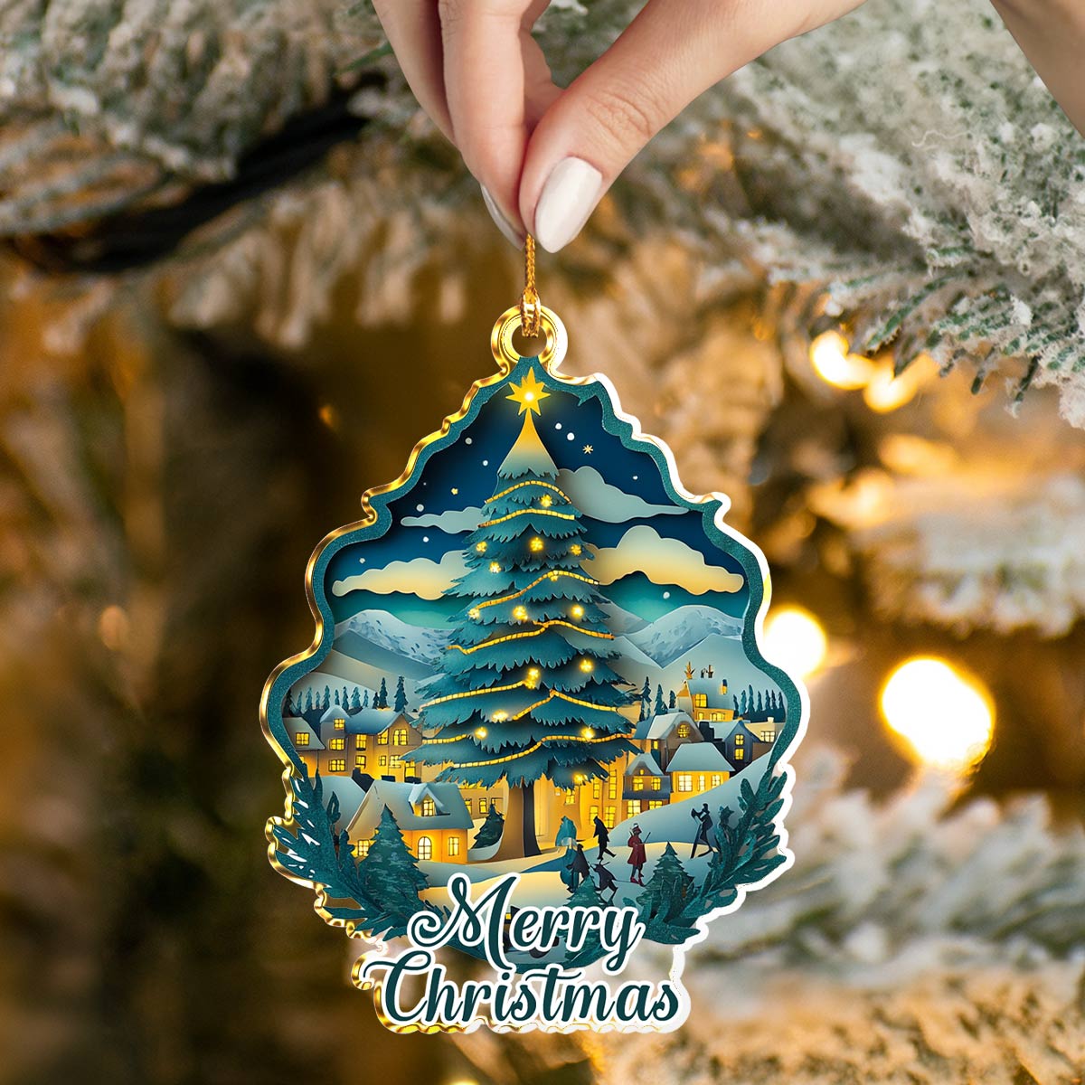 Shineful 2D Acrylic Ornament Enchanted Cityscape