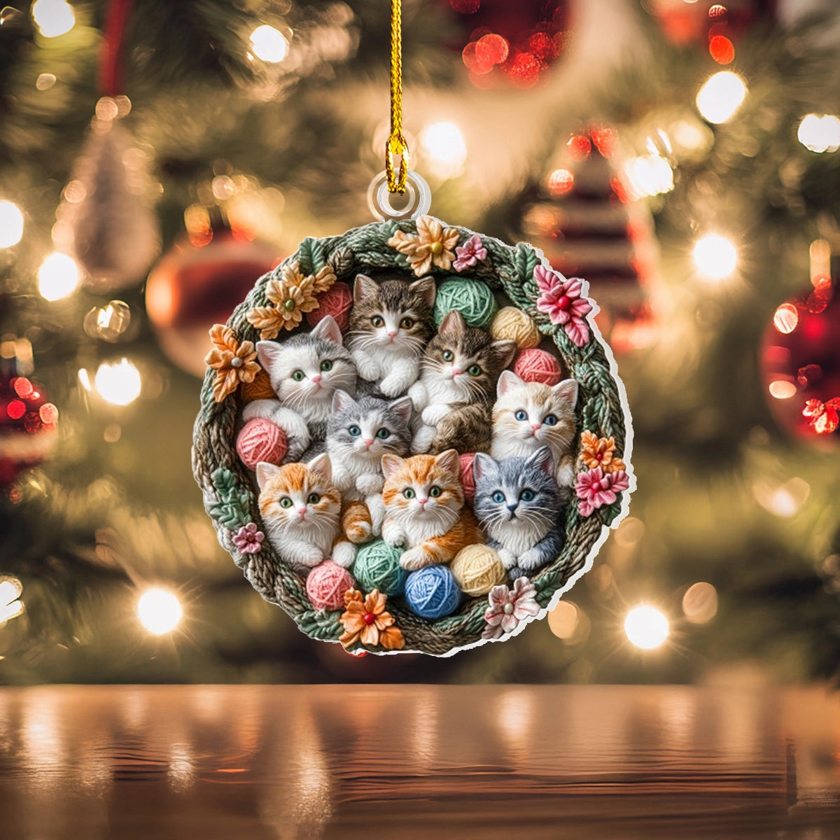 Shineful Acrylic Ornament Kitten Cozy