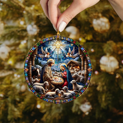 Shineful 2D Acrylic Ornament Starlit Nativity Glass