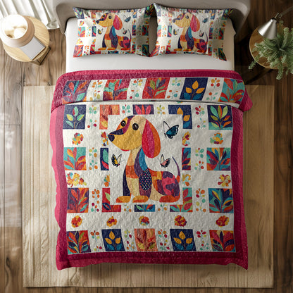 Shineful All Season Quilt 3-Piece Set Dachshund Snuggle