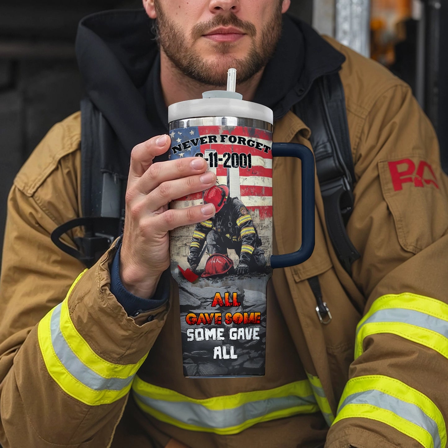 Shineful Tumbler"Never Forget" 9/11 Memorial Firefighter