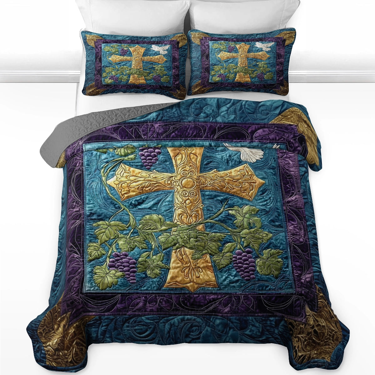 Shineful All Season Quilt 3-Piece Set The Cross of Grace