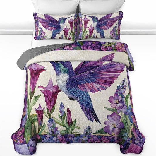 Shineful All Season Quilt 3-Piece Set Floral Hummingbird