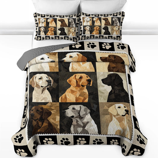 Shineful All Season Quilt 3-Piece Set Labrador Pawtrait Patchwork