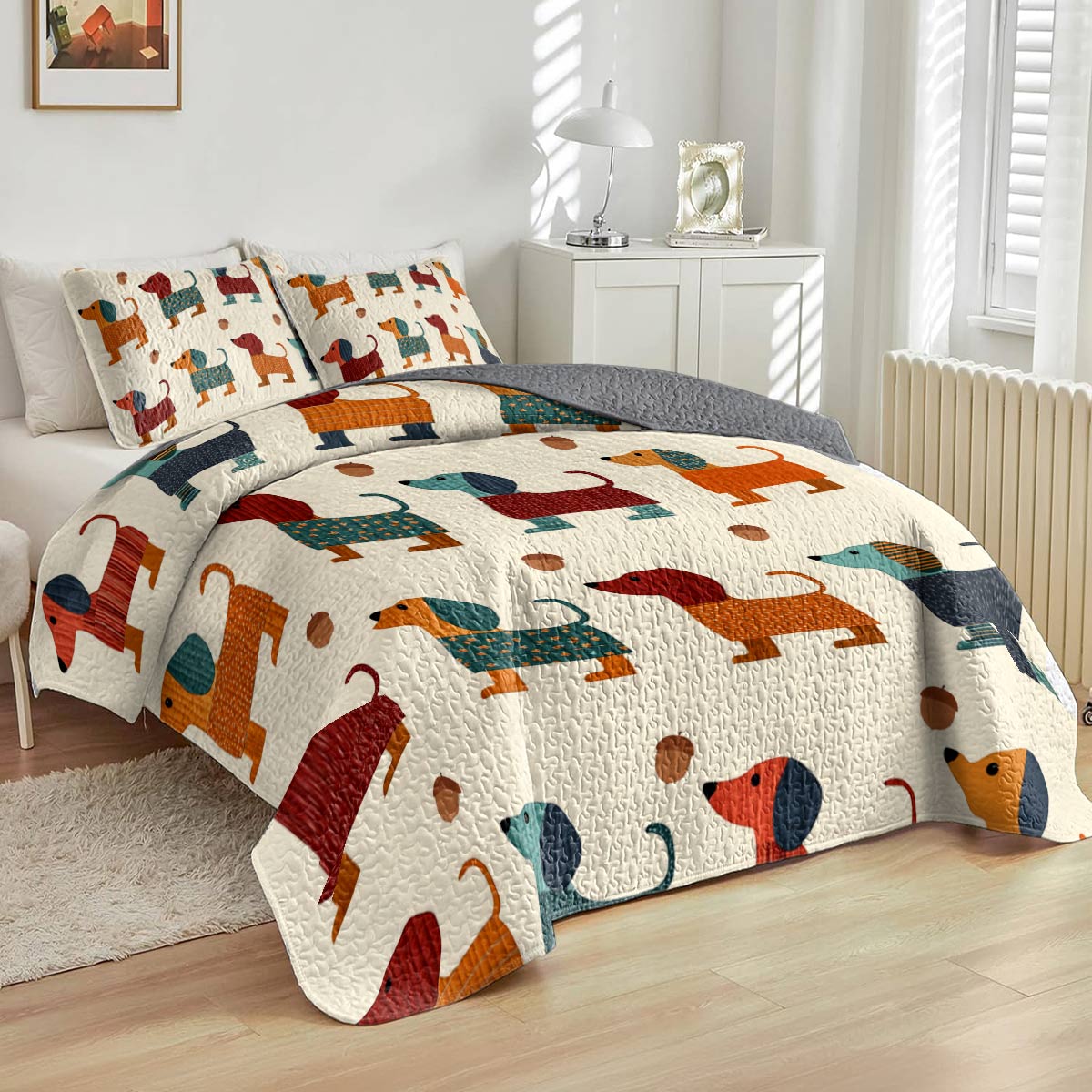 Shineful All Season Quilt 3-Piece Set Dachshund Delight