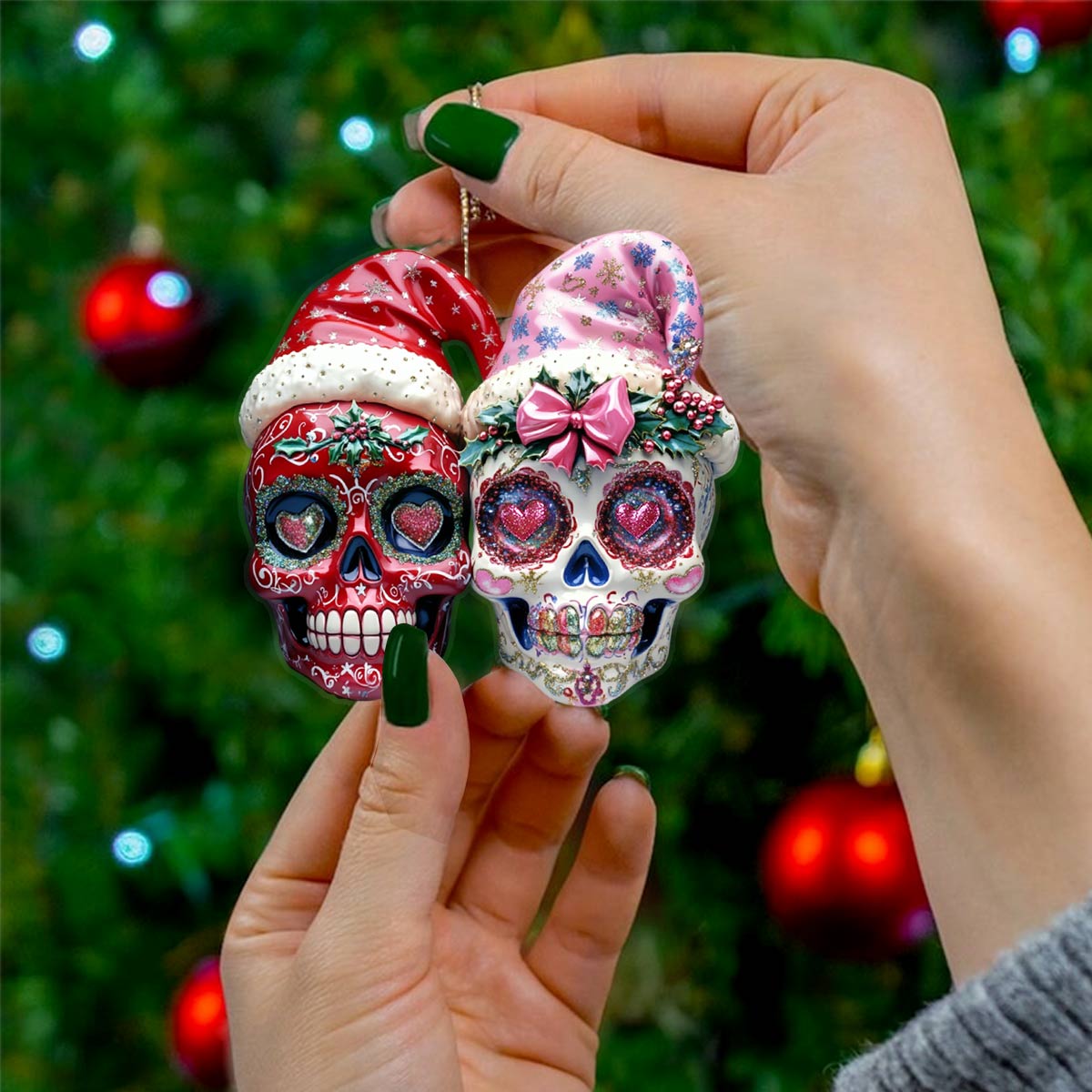 Shineful 2D Acrylic Ornament Pretty Chistmas Sugar Skulls Love