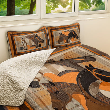 Shineful All Season Quilt 3-Piece Set Horse Timeless Elegance