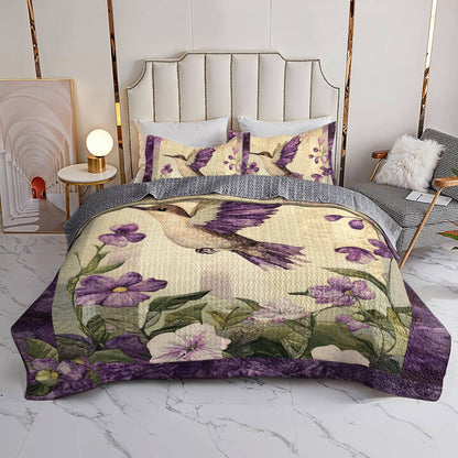 Shineful All Season Quilt 3-Piece Set Vibrant Hummingbird