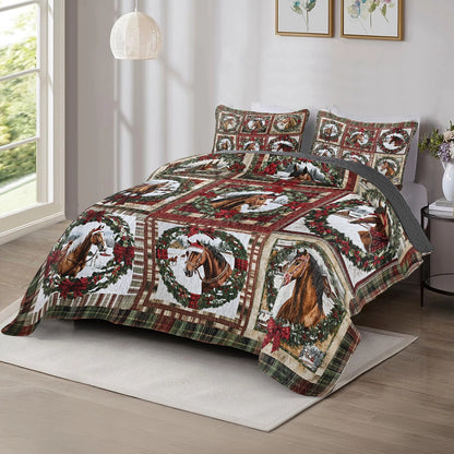 Shineful All Season Quilt 3-Piece Set Horse Holiday Hooves