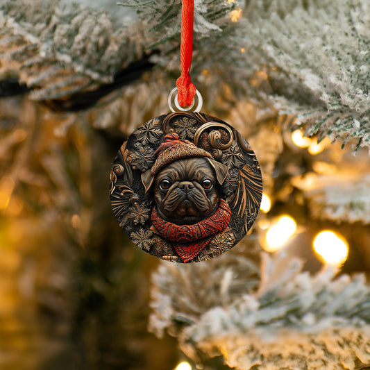 Shineful 2D Acrylic Ornament Winter Christmas Pug