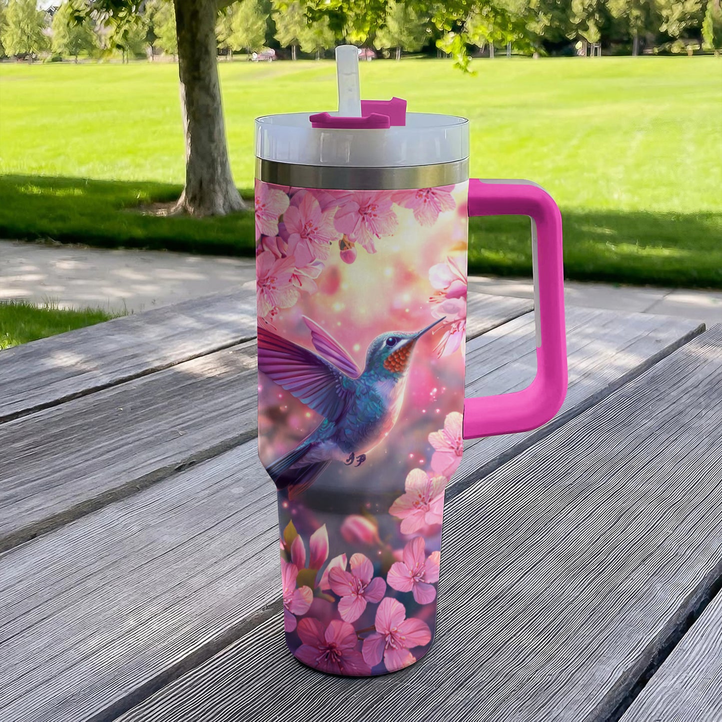 Shineful Tumbler Springtime Blossom Hummingbird