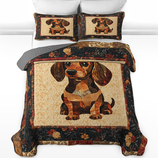 Shineful All Season Quilt 3-Piece Set Dachshund Delight