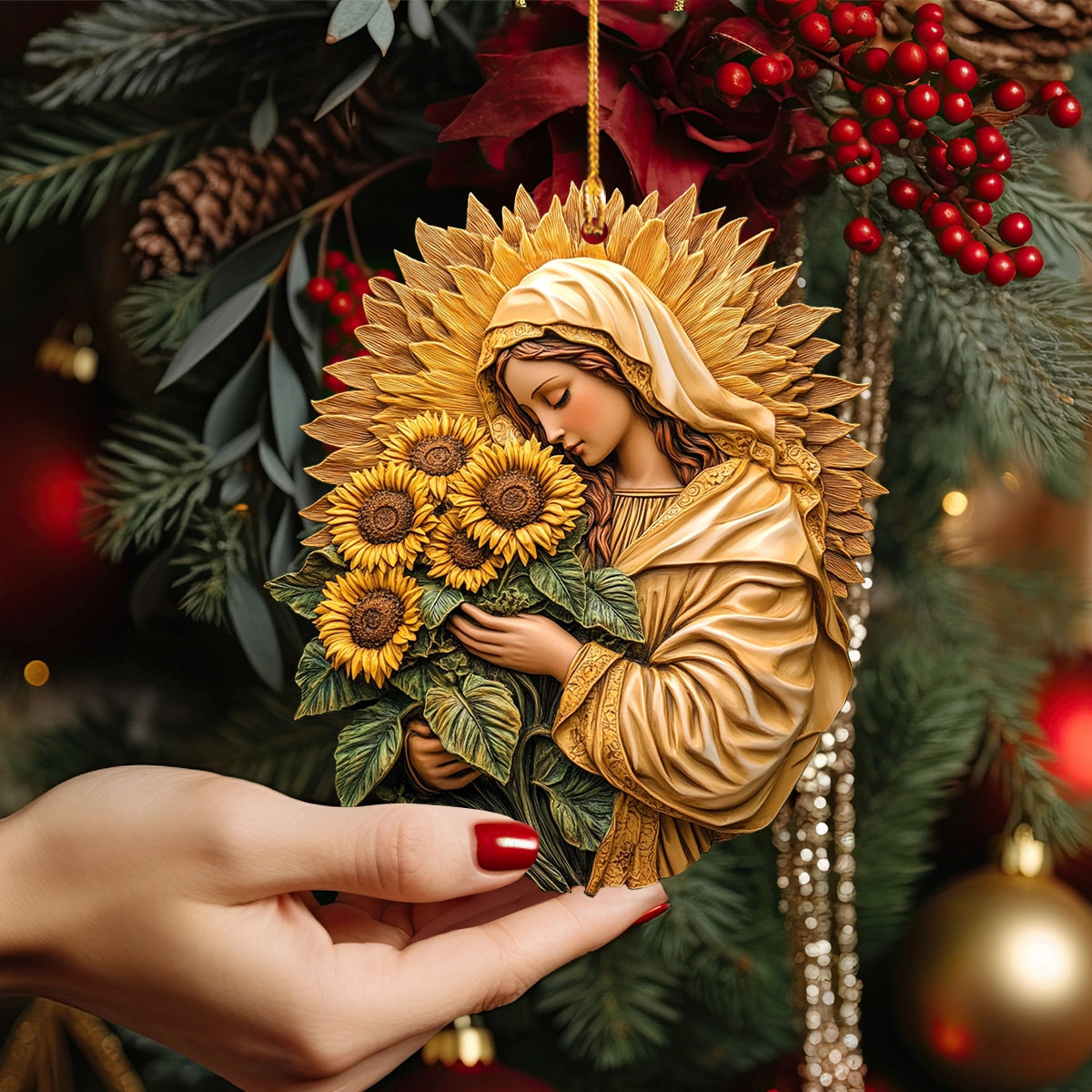 Shineful 2D Acrylic Ornament Madonna With Sunflowers