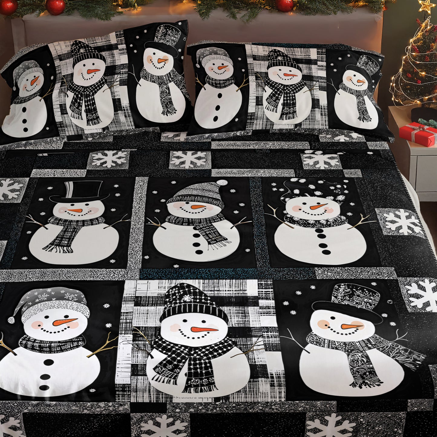 Shineful 4-Piece Bed Sheet Set - Cuteness Overload Snowman