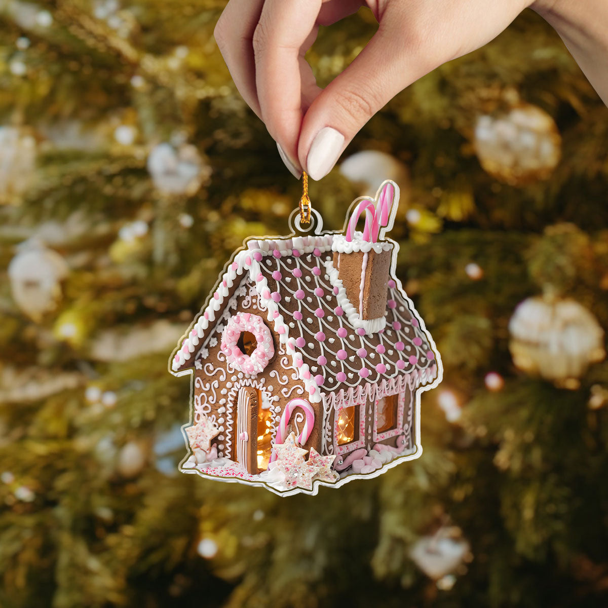 Glänzendes 2D Acryl Ornament Pink Sweet House