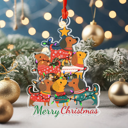 Shineful 2D Acrylic Ornament Dachshund Christmas Tree