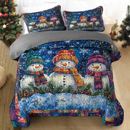 Shineful All Season Quilt 3-Piece Set - Cozy Christmas Snowman