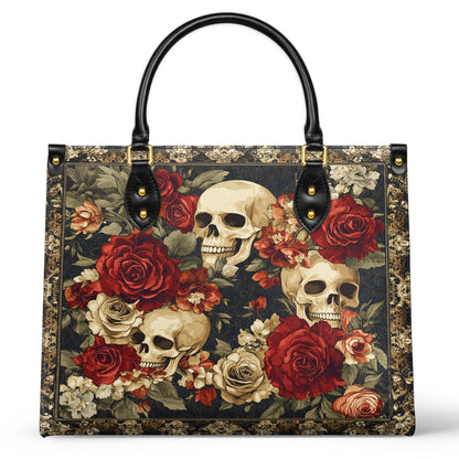 Shineful Leather Bag Crimson Skull Bloom