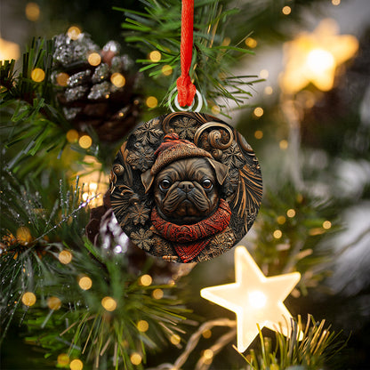 Shineful 2D Acrylic Ornament Winter Christmas Pug