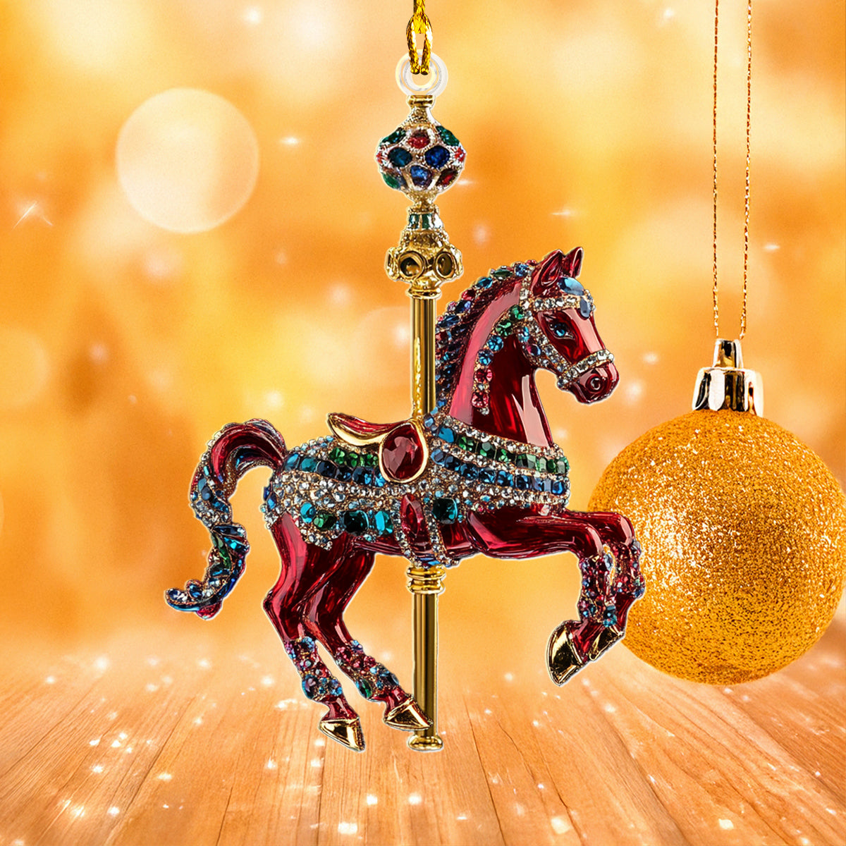 Shineful 2D Acrylic Ornament Crystal Carousel Horse