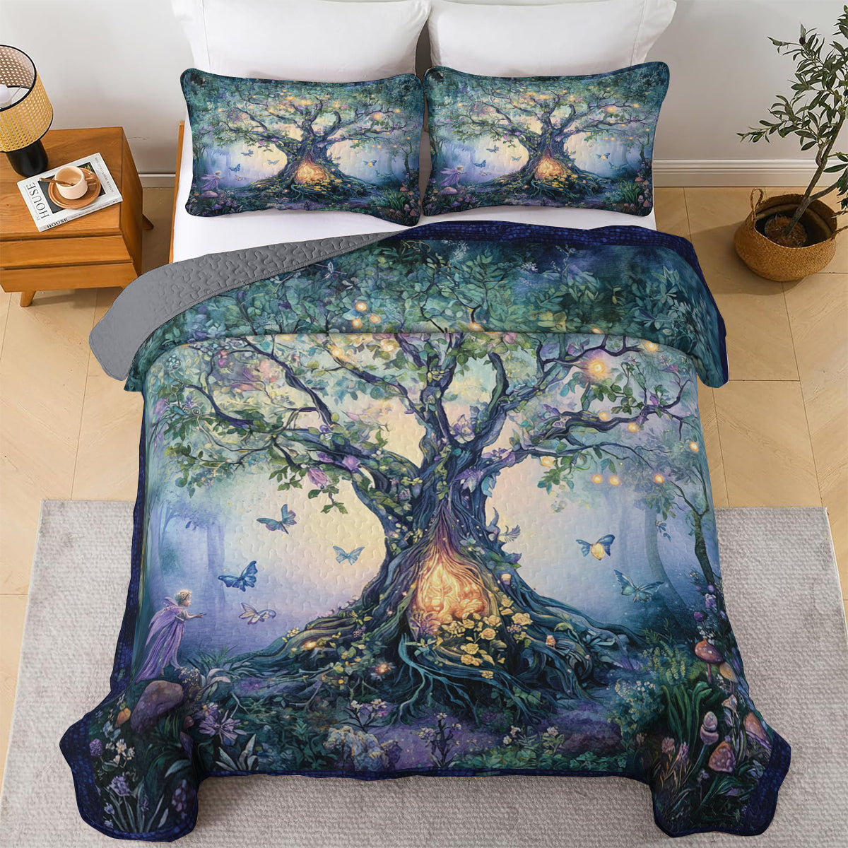 Shineful All Season Quilt 3-Piece Set Mystical Tree of Life