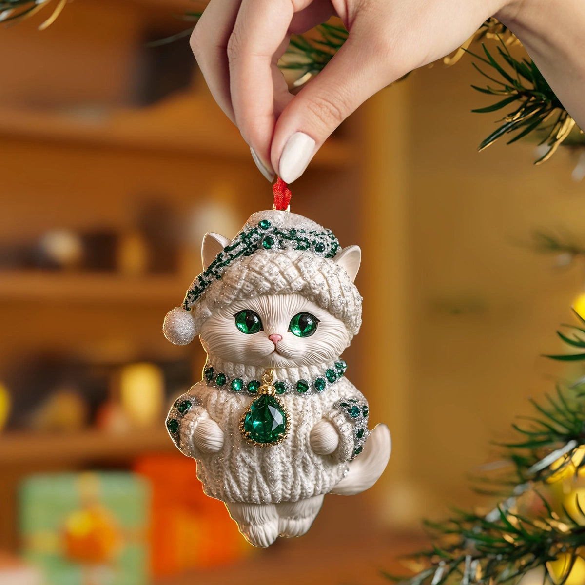 Shineful 2D Acrylic Ornament Emerald Frost Kitty