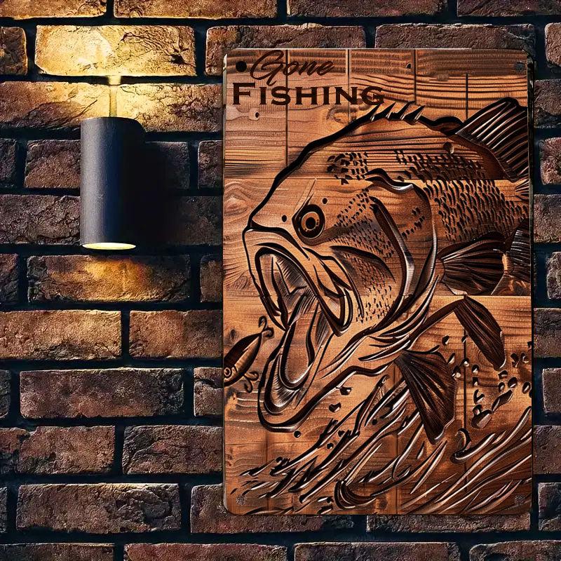 Shineful 2D Flat Print Metal Sign Gone Fishing