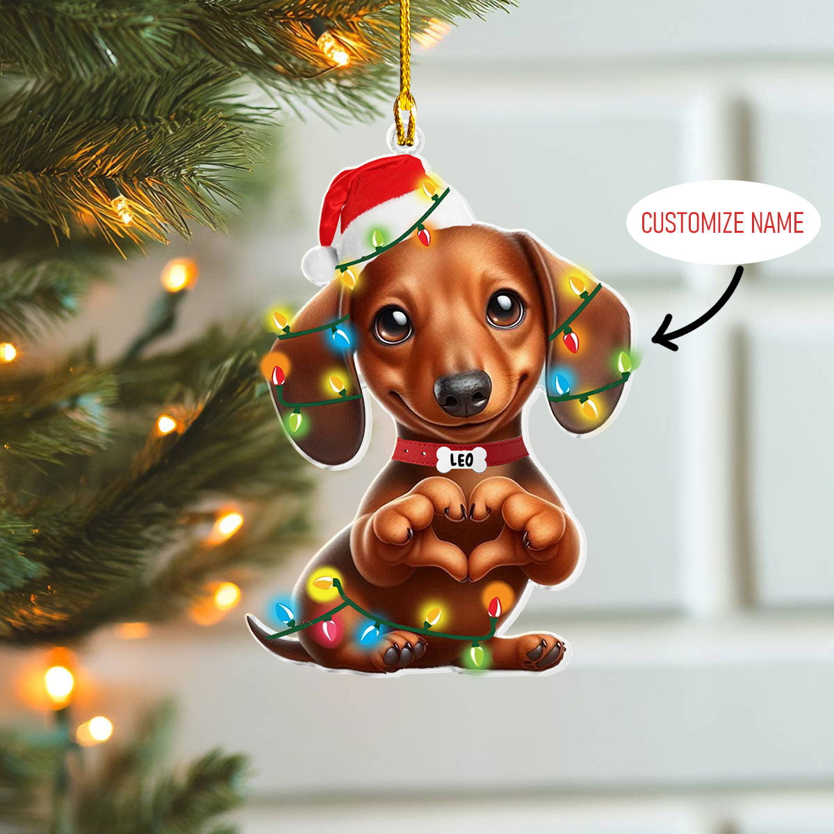 Shineful Personalized 2D Acrylic Ornament Dachshund Holiday Cheer