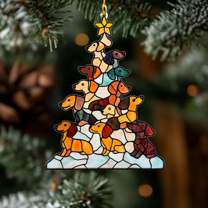 Shineful 2D Acrylic Ornament Cute Dachshund Christmas Tree