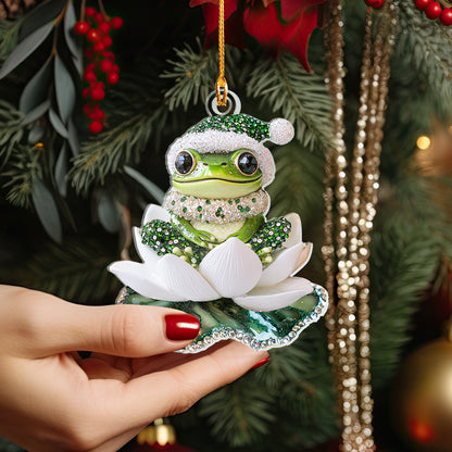 Shineful 2D Acrylic Ornament Little Frog With Water Lily