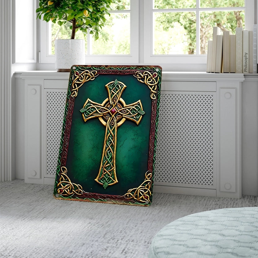 Shineful 2D Metal Sign Emerald Heritage Cross