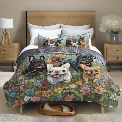 Shineful All Season Quilt 3-Piece Set - Happy Frenchie Garden