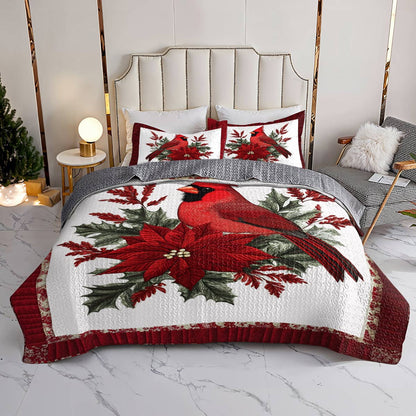 Shineful All Season Quilt 3-Piece Set Gentle Cardinal