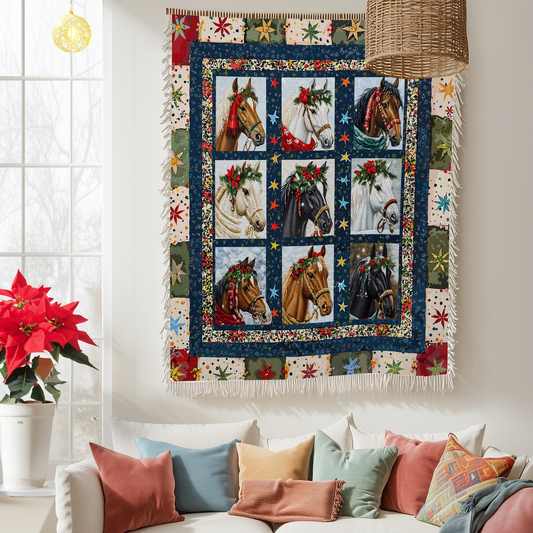 Shineful Woven Tapestry Throw Blanket - Starlit Horse Holiday