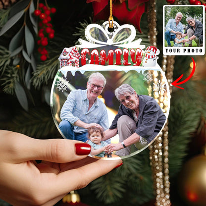 Ornement en acrylique brillant Pack photo personnalisé à prix réduit Charm Joyeux Noël