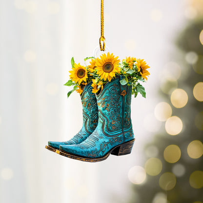 Shineful 2D Acrylic Ornament Flower Cowgirl Boots