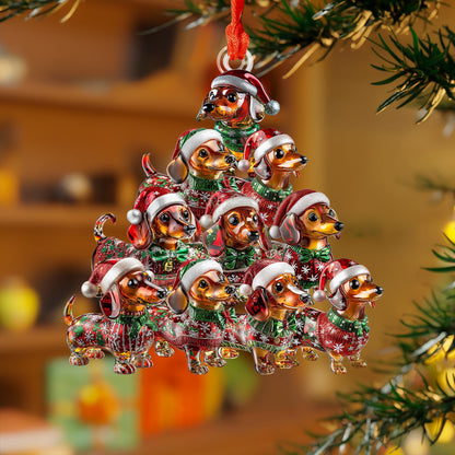 Shineful 2D Acrylic Ornament - Holiday Dachshund Parade