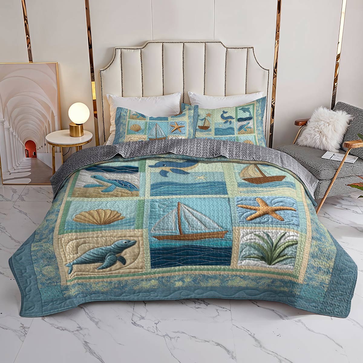 Shineful All Season Quilt 3-Piece Set Ocean Dreams